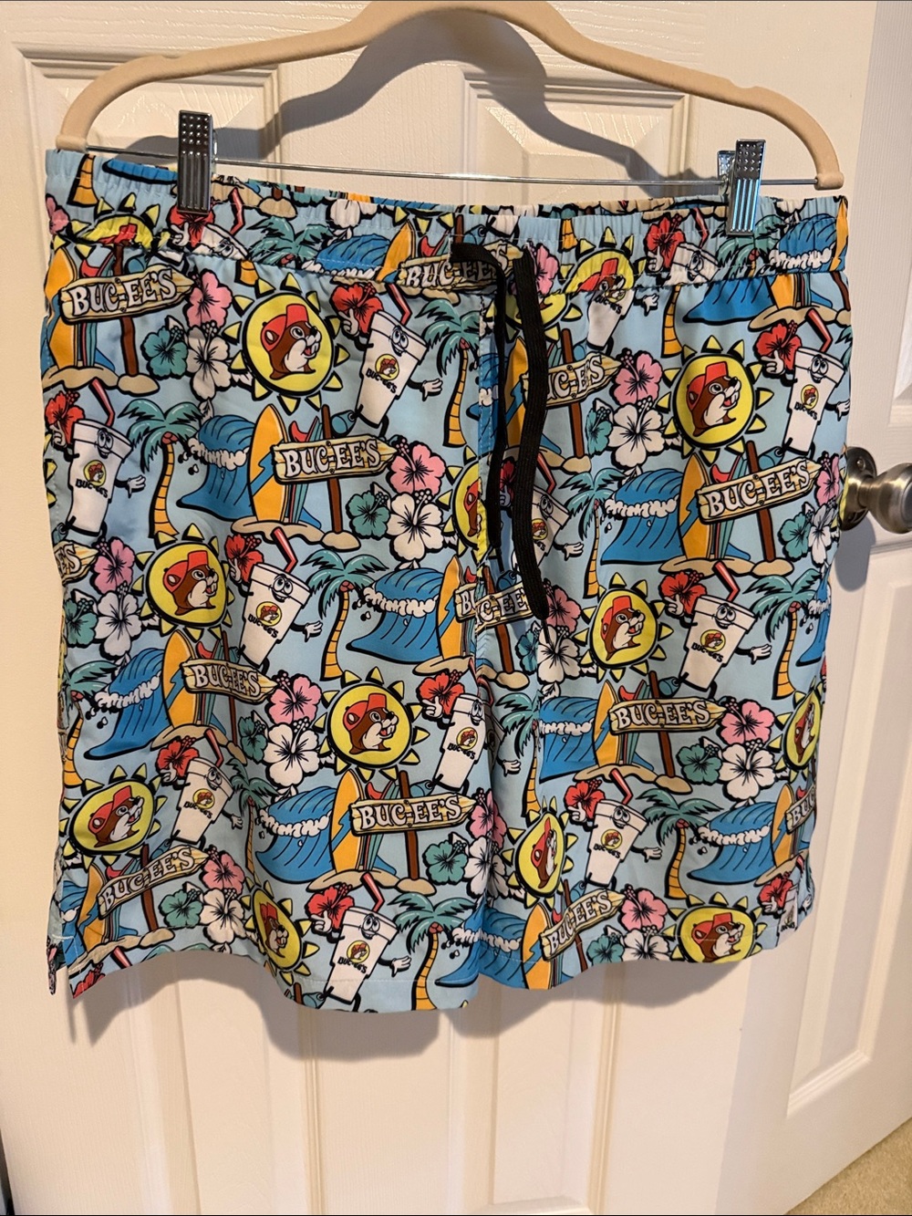 Buc-ee's Graphic Swim Trunks in Light Blue